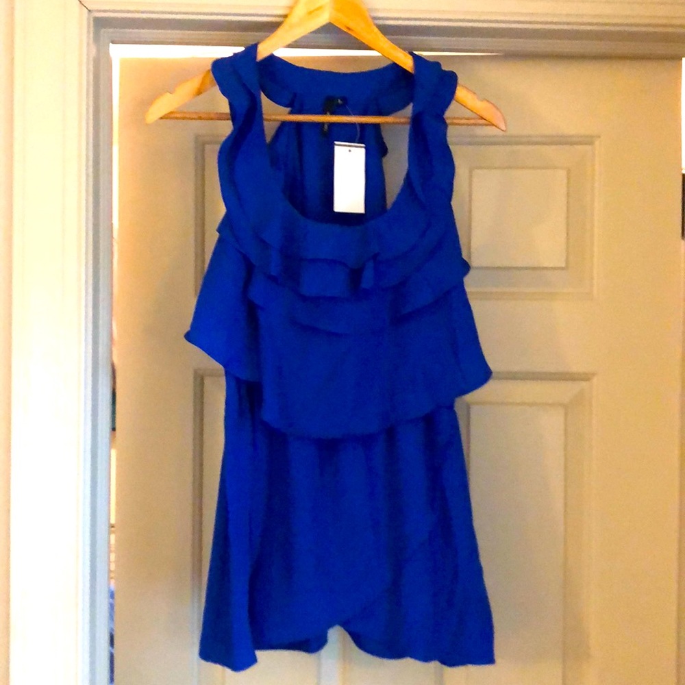 Royal blue ruffle tank blouse